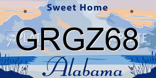 GRGZ68 Alabama License Plate