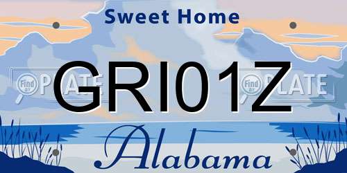 GRI01Z Alabama License Plate