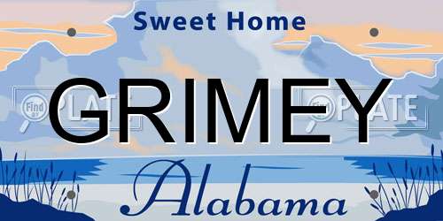 GRIMEY Alabama License Plate