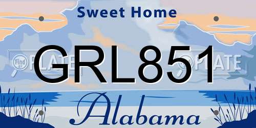 GRL851 Alabama License Plate