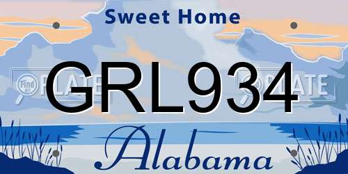 GRL934 Alabama License Plate