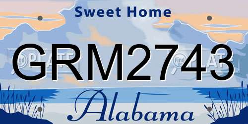 GRM2743 Alabama License Plate