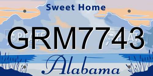 GRM7743 Alabama License Plate