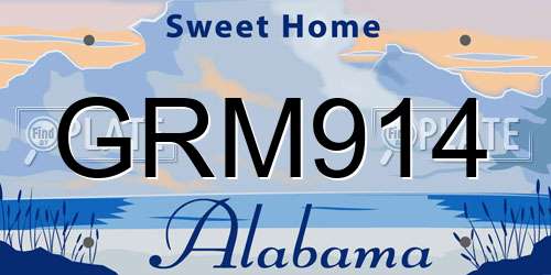 GRM914 Alabama License Plate