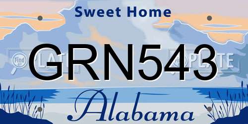 GRN543 Alabama License Plate