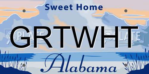 GRTWHT Alabama License Plate