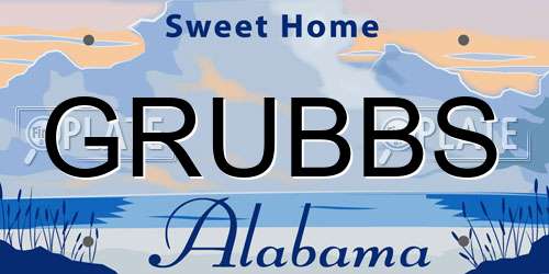 GRUBBS Alabama License Plate
