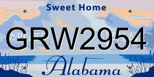 GRW2954 Alabama License Plate