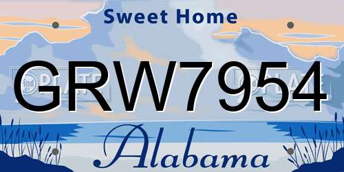 GRW7954 Alabama License Plate