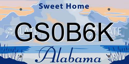 GS0B6K Alabama License Plate