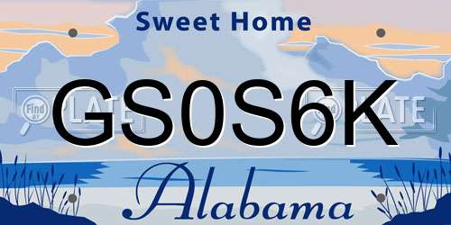 GS0S6K Alabama License Plate