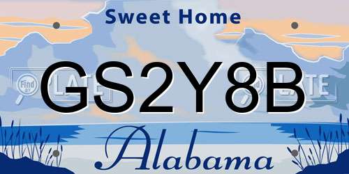 GS2Y8B Alabama License Plate