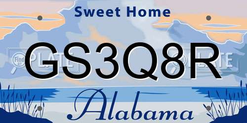 GS3Q8R Alabama License Plate