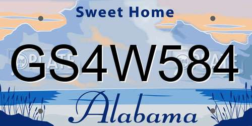 GS4W584 Alabama License Plate