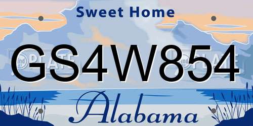 GS4W854 Alabama License Plate