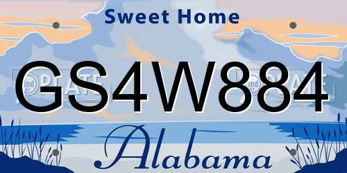 GS4W884 Alabama License Plate