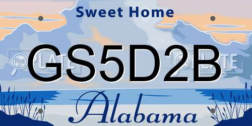 GS5D2B Alabama License Plate