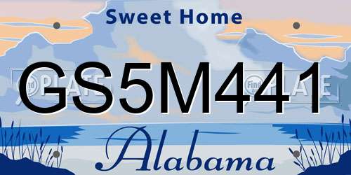 GS5M441 Alabama License Plate