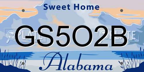 GS5O2B Alabama License Plate