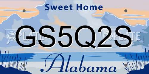 GS5Q2S Alabama License Plate