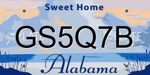 GS5Q7B Alabama License Plate