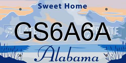 GS6A6A Alabama License Plate