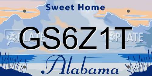 GS6Z1T Alabama License Plate