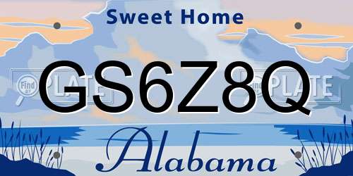 GS6Z8Q Alabama License Plate