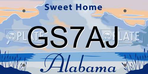 GS7AJ Alabama License Plate