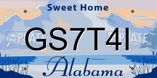 GS7T4I Alabama License Plate