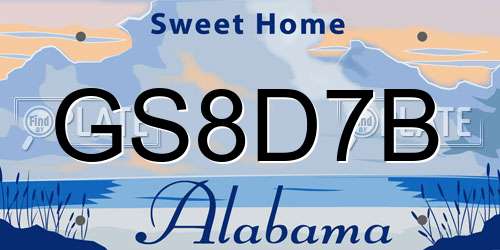 GS8D7B Alabama License Plate