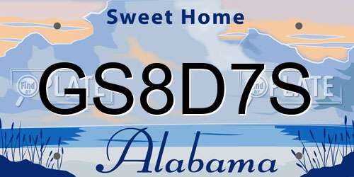 GS8D7S Alabama License Plate