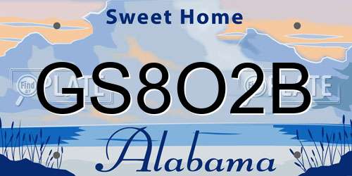 GS8O2B Alabama License Plate