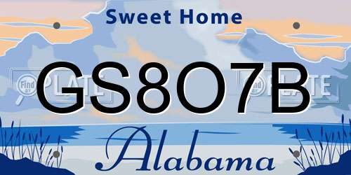 GS8O7B Alabama License Plate