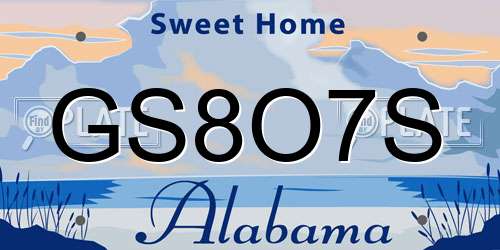 GS8O7S Alabama License Plate