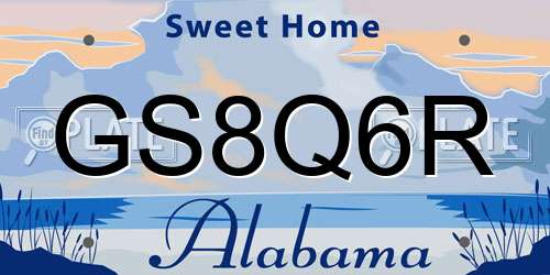GS8Q6R Alabama License Plate