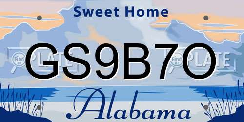 GS9B7O Alabama License Plate