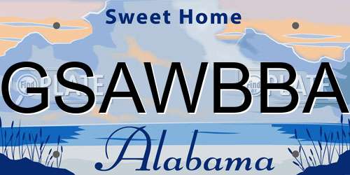 GSAWBBA Alabama License Plate