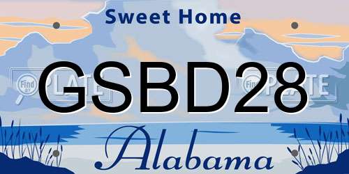 GSBD28 Alabama License Plate