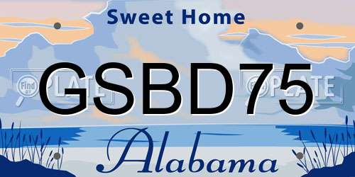 GSBD75 Alabama License Plate