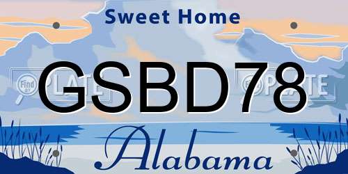 GSBD78 Alabama License Plate