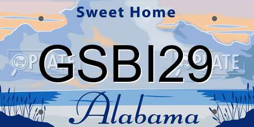 GSBI29 Alabama License Plate