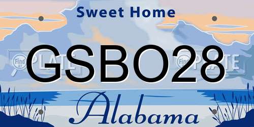 GSBO28 Alabama License Plate