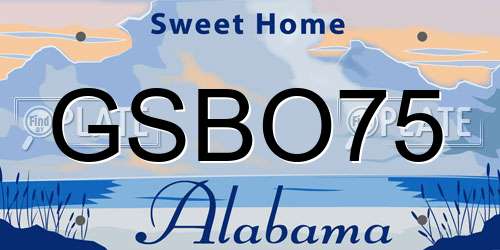 GSBO75 Alabama License Plate