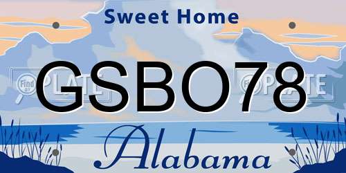 GSBO78 Alabama License Plate