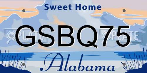 GSBQ75 Alabama License Plate
