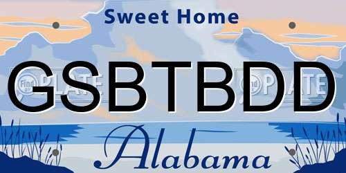 GSBTBDD Alabama License Plate