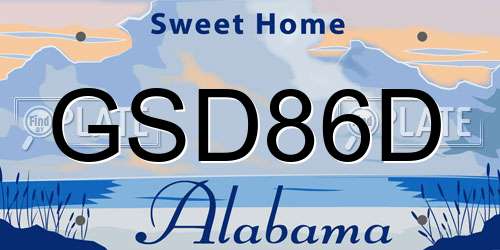 GSD86D Alabama License Plate