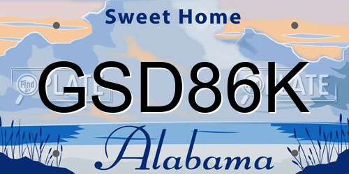 GSD86K Alabama License Plate