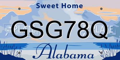 GSG78Q Alabama License Plate
